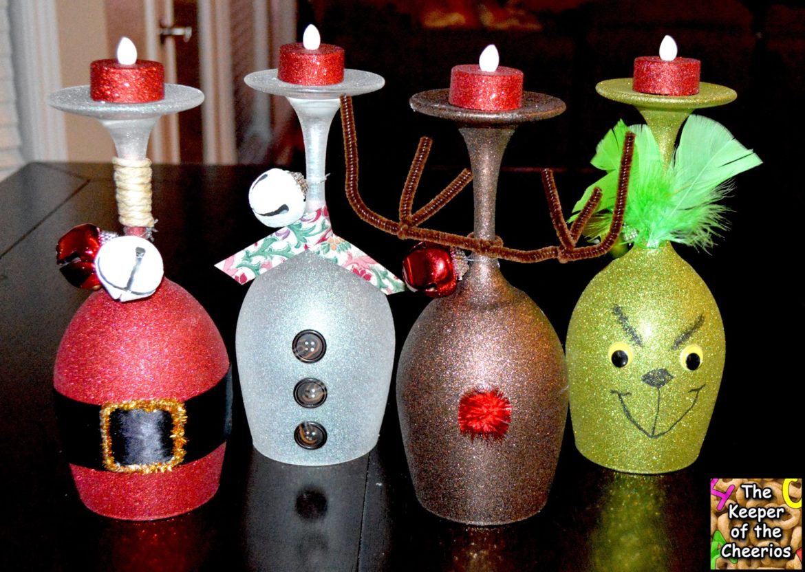 Christmas Wine Gl Candle Holders