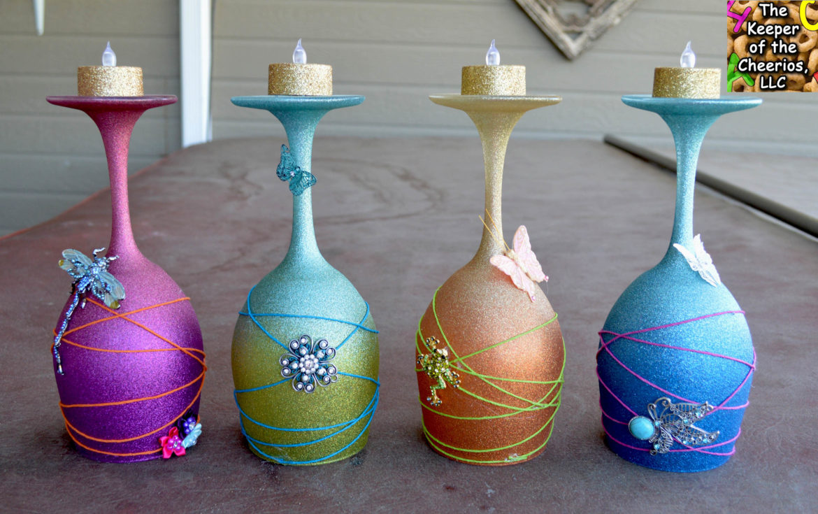 spring wine glass candle holders
