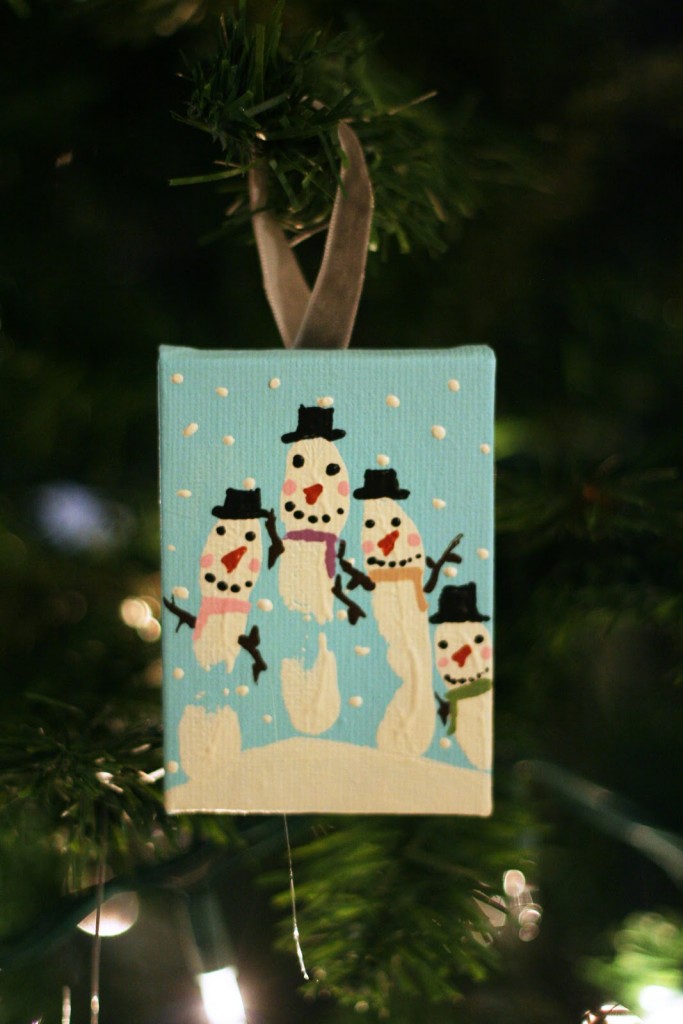 Hand print snowman ornaments