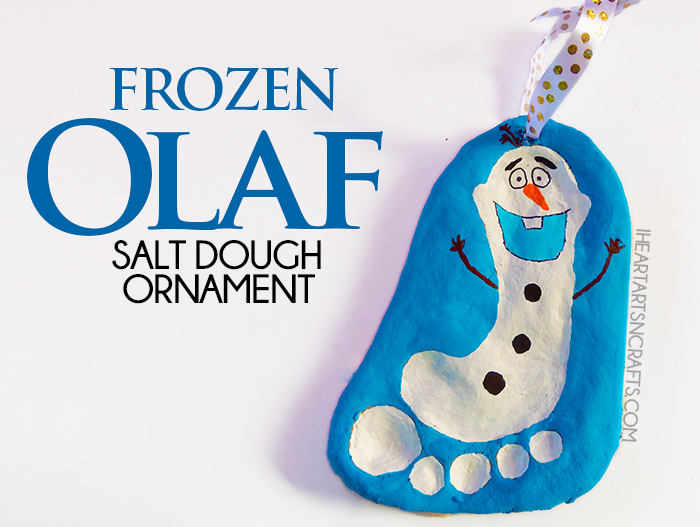 Frozen Olaf Salt Dough Ornament - Easy Christmas ornament made from your child's footprint!