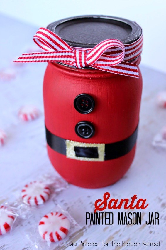 Santa Painted Mason Jar - The Ribbon Retreat Blog