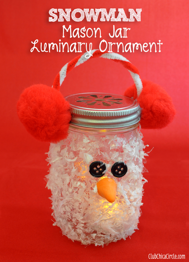 Snowman Mason Jar Luminary Ornament with DecoArt Decou-Page