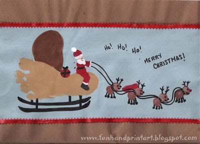 Christmas Craft: Footprint Sleigh with Thumbprint Reindeer