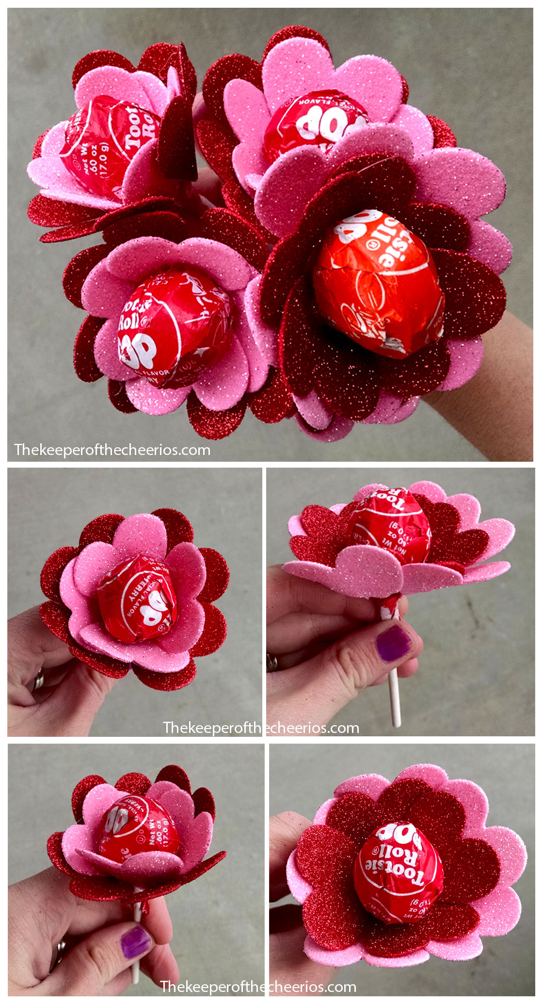 How to Make Tissue Paper Flower Lollipops - Valentine's Day DIY