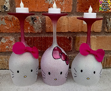 hello kitty wine glass candle holder sm