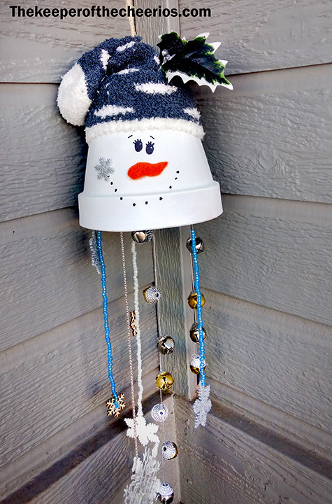 Clay Pot Snowman Wind Chime - The Keeper of the Cheerios