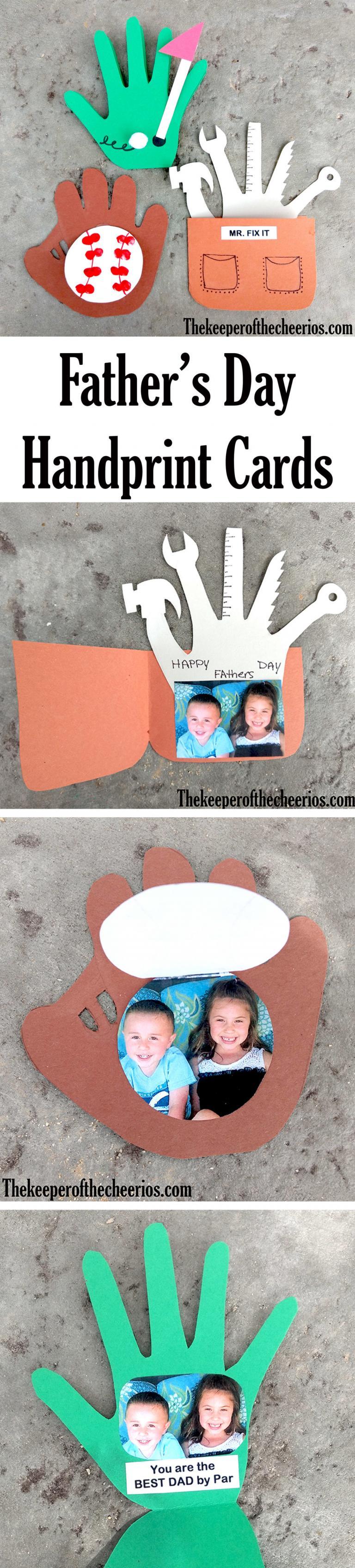 3 Fantastic Father's Day Hand print Card Ideas - The Keeper of the Cheerios