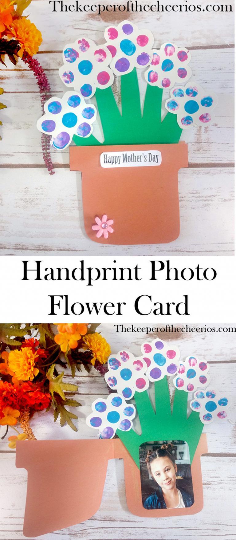 Handprint Flower Photo Keepsake Card The Keeper of the Cheerios