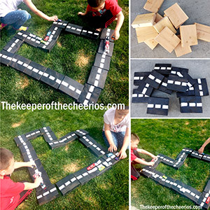 DIY Wood Block Backyard Racetrack - The Keeper of the Cheerios