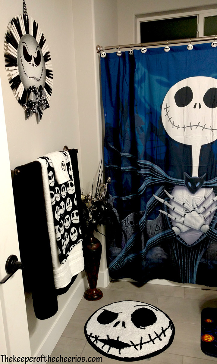 Final Friday Nightmare Before Christmas Theme Fabric Shower Curtain Sets Halloween Chrisrmas Bathroom Decor with Hooks Waterproof Washable 72 x 72 inches Dark Blue and White