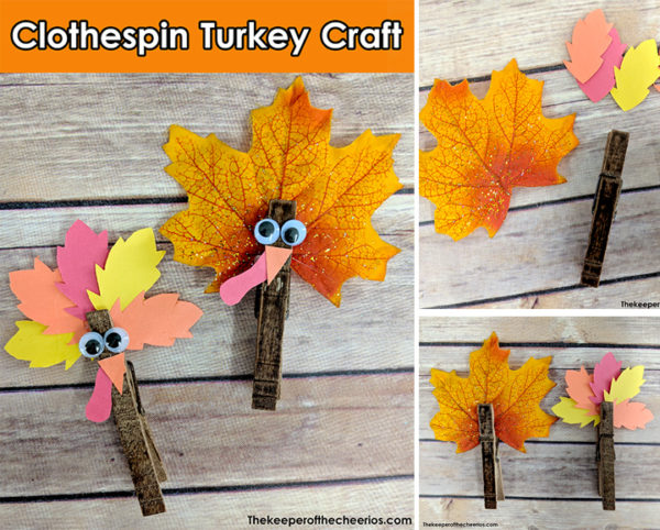 Clothespin Turkey craft - The Keeper of the Cheerios