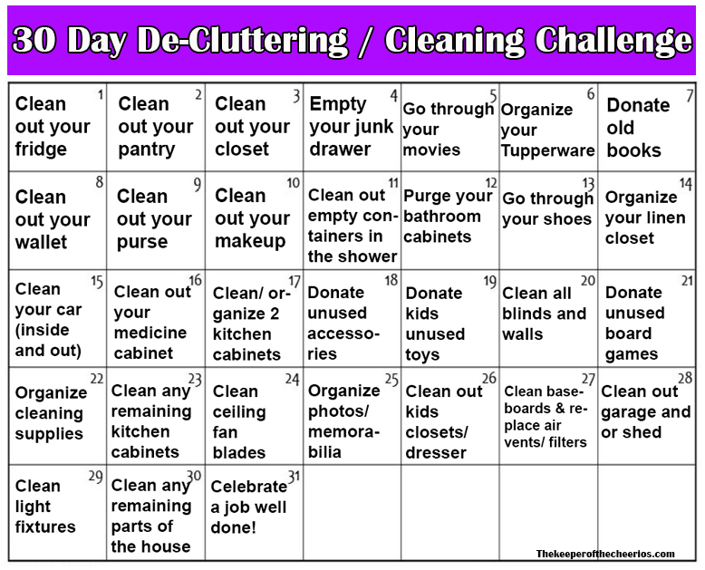 30 Day DeCluttering / Cleaning Challenge The Keeper of