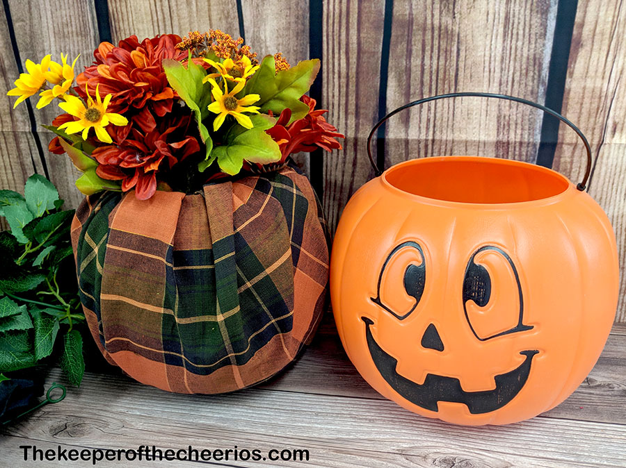 Dollar Store Plastic Pumpkin Centerpiece Vase - The Keeper of the Cheerios