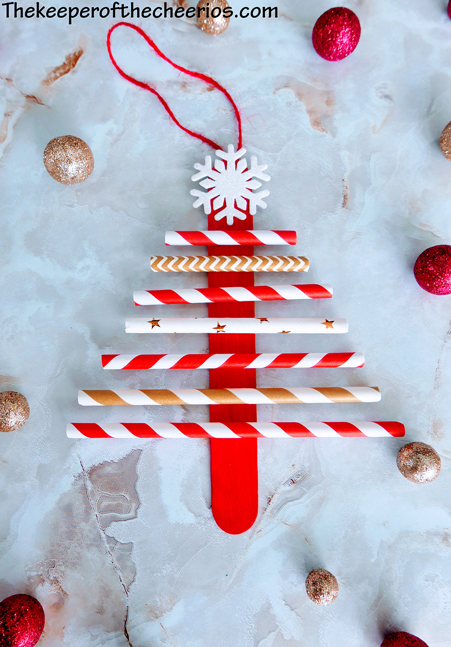 Paper Straw Christmas Tree Ornaments - The Keeper of the Cheerios