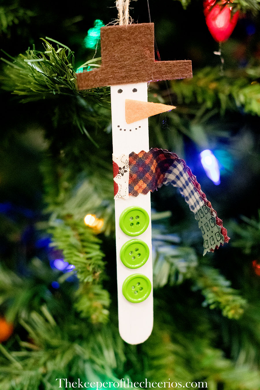 Craft Stick Snowman Ornament Craft - The Keeper of the Cheerios